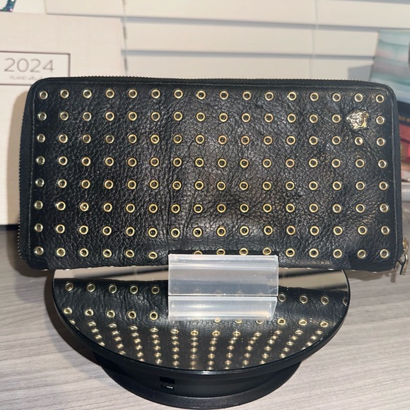 Versace Handbags - Black and Gold Long Versace Leather Clutch Pre-Owned